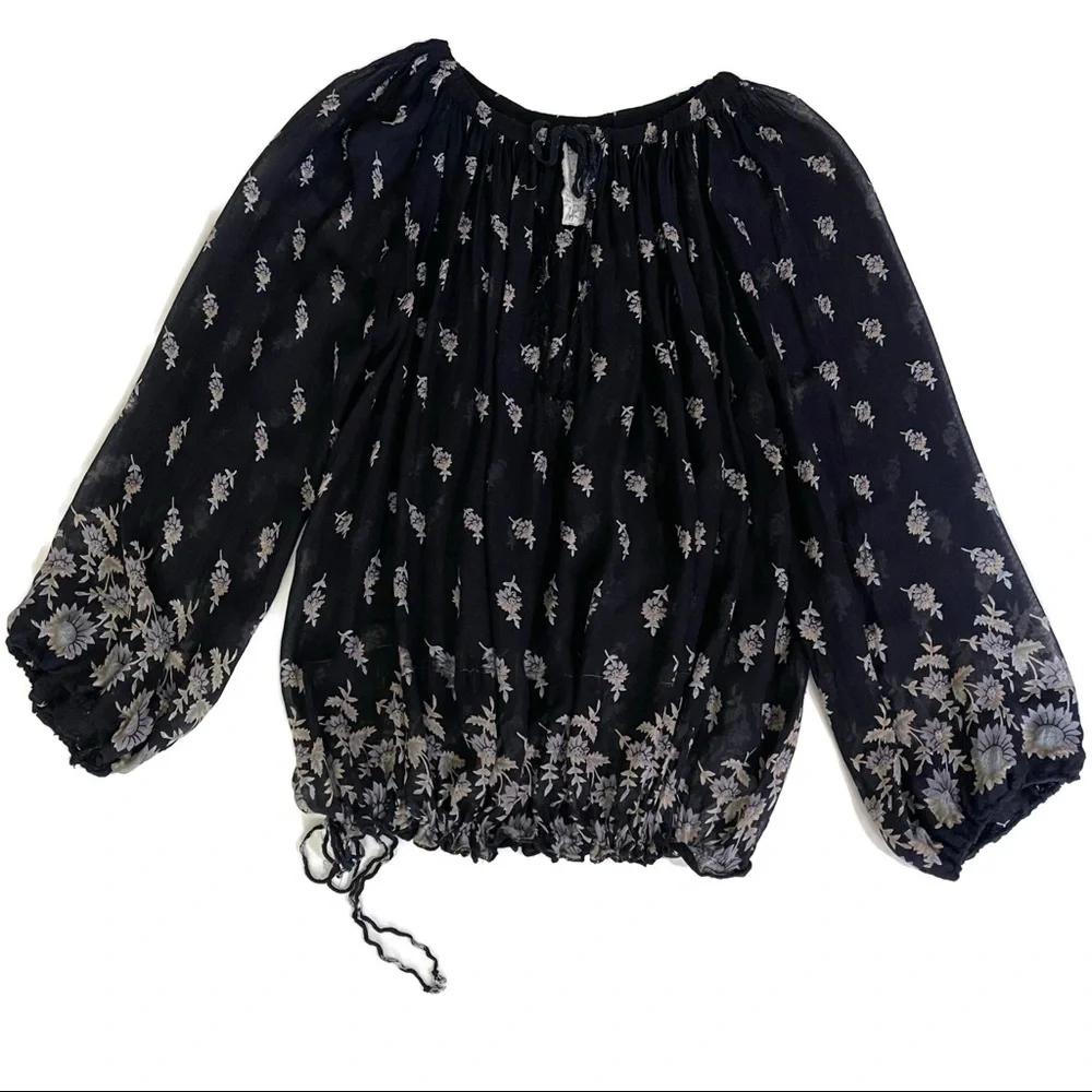 Free People Drippy pattern pintucks blouse XS/S